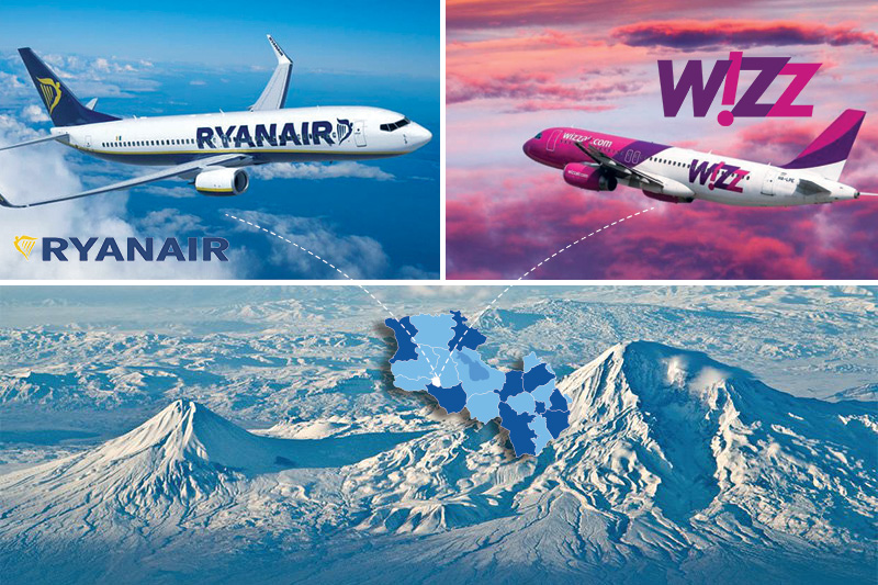 wizz air and ryanair in Armenia